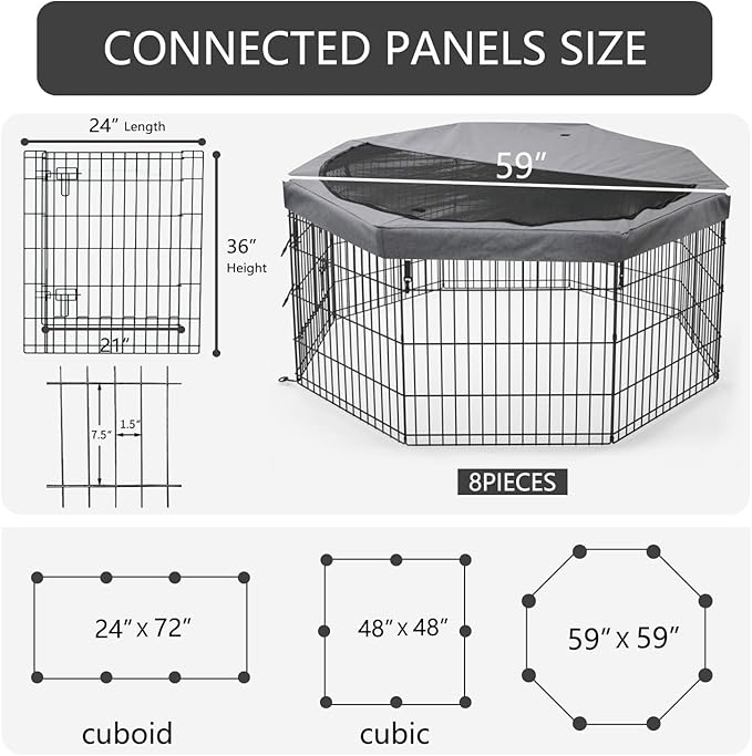 PETIME Foldable Metal Dog Exercise Pen/Pet Puppy Playpen Kennels Yard Fence - Image 3