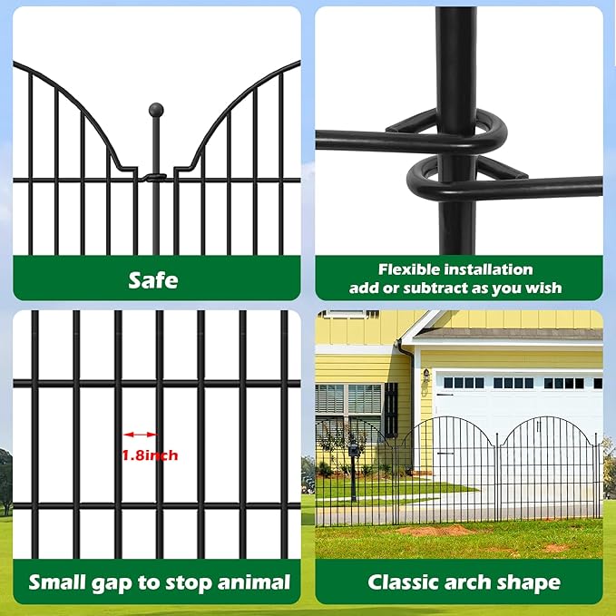 10 Panels No Dig Decorative Garden Fence, 32in x 23.6ft Outdoor Animal Barrier - Image 6