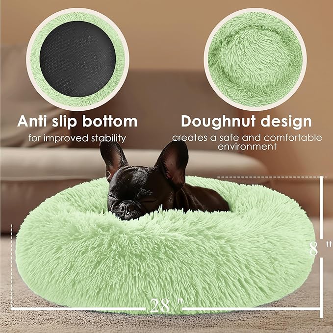 28in Large Dog Bed, Medium Size Dog and Cats, Calming Donut Bed - Image 3