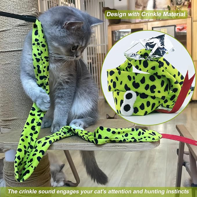 Interactive Cat Toy Wand with Crinkle, Cat Teaser Wand Rainbow String - Image 2