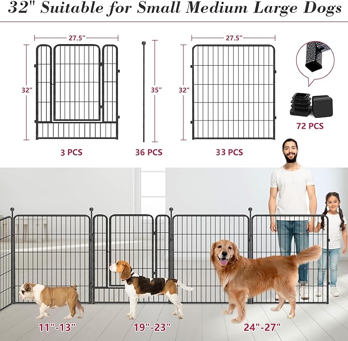 Dog Playpen 32 inch 32 Panels Indoor Outdoor Dog Pen - Image 3