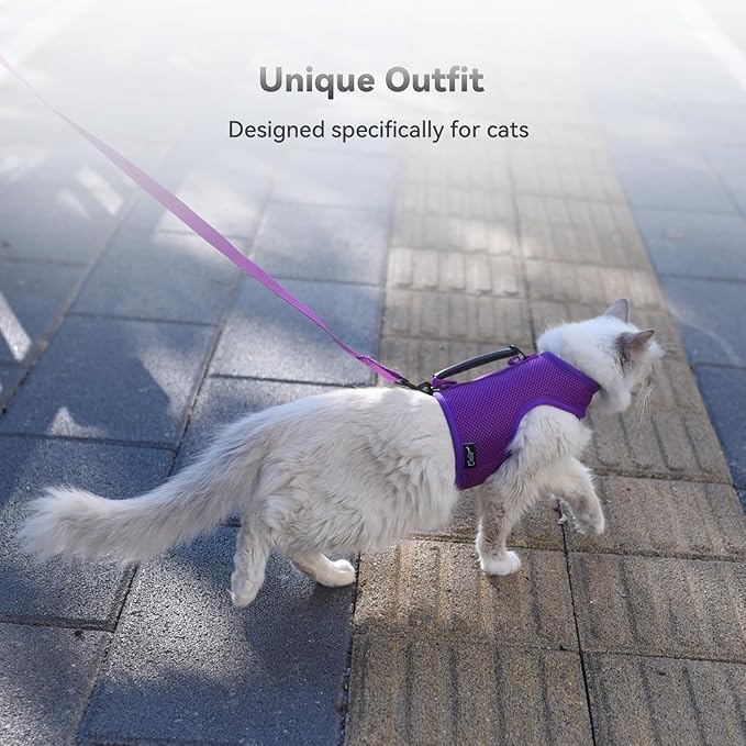 Cat Harness and Leash for Walking Escape Proof Breathable Mesh Fabric, - Image 7