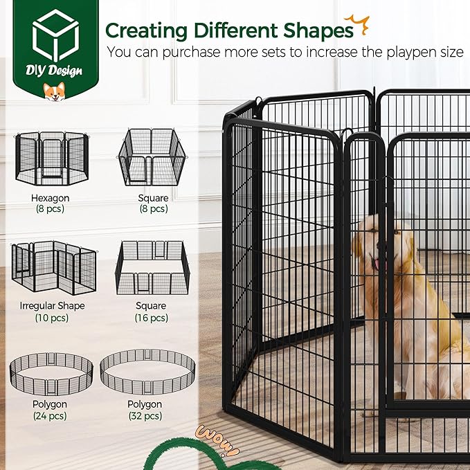 Yaheetech Dog Playpen Outdoor, 40 inch 32 Panels Dog Pen Indoor Heavy Duty - Image 6