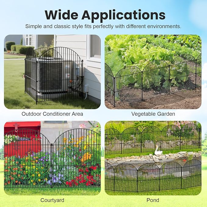 10Pcs No Dig Garden Fence, 32in/24ft Rustproof Metal Dog Fence Outdoor - Image 7