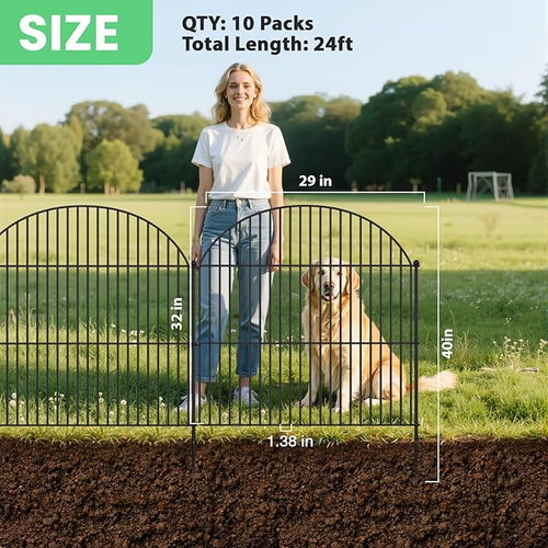 10Pcs No Dig Garden Fence, 32in/24ft Rustproof Metal Dog Fence Outdoor - Image 2