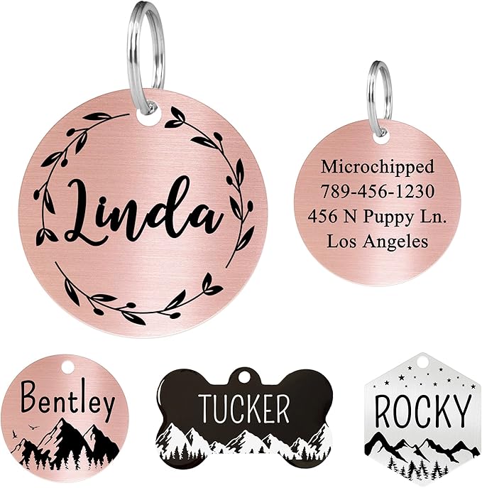 Ultra Joys Stainless Steel Pet ID Tag Dog Name Tags Personalized Front and Back by UltraJoys