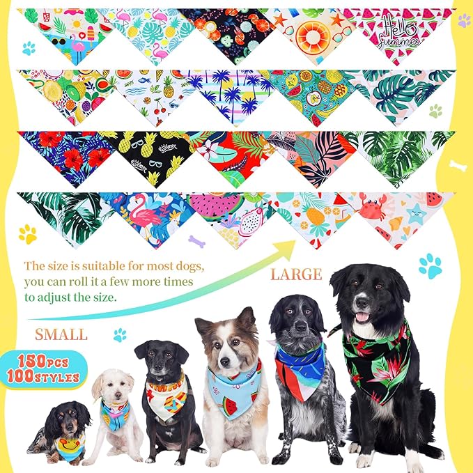 100 Pcs Hawaiian Dog Bandanas Bulk Pet Bibs Colorful Triangle Scarf Pet Bandanas - Image 3