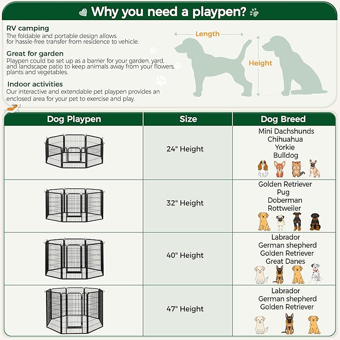 Yaheetech Dog Playpen Outdoor, 40 inch 6 Panels Dog Pen Indoor Heavy Duty Puppy - Image 8