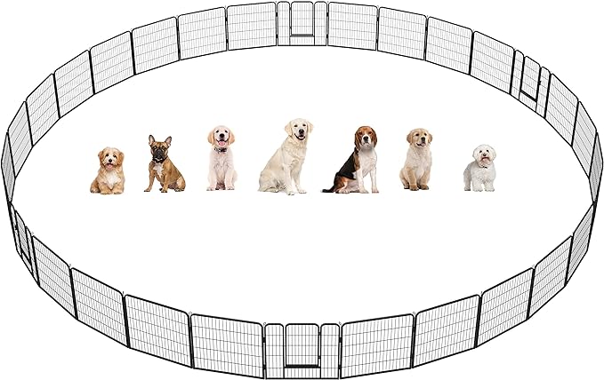 Yaheetech Dog Playpen Outdoor, 32 inch 32 Panels Dog Pen Indoor Heavy Duty by Yaheetech