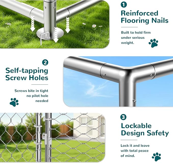 7.8'x7.8' Outdoor Dog Kennel, Heavy-Duty Dog Enclosure - Image 3