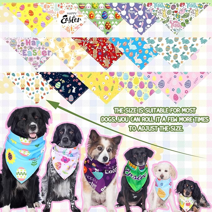 150 Pcs Easter Dog Bandanas Bulk Pet Bibs Colorful Triangle Scarf Pet Bandanas - Image 2