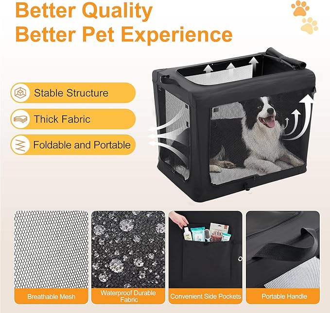 Dog Travel Crate 24 Inch, Portable Soft-Sided Travel Carriers - Image 5
