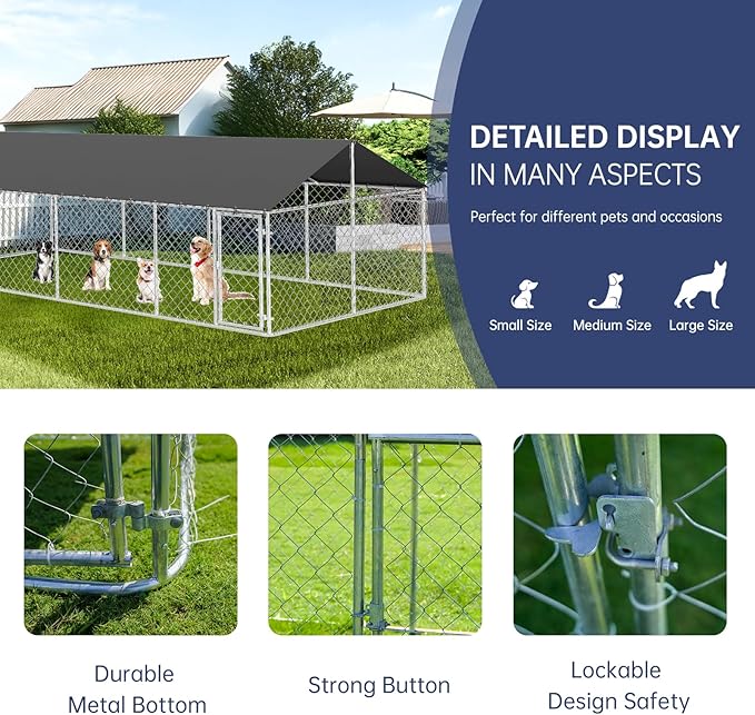 Outdoor Dog Enclosure Heavy Duty Dog Kennel House Mesh Dog Big Cage Pet Kennel - Image 6