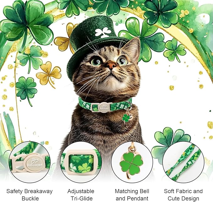 2 Pack St. Patrick’s Day Cat Collars - Image 3