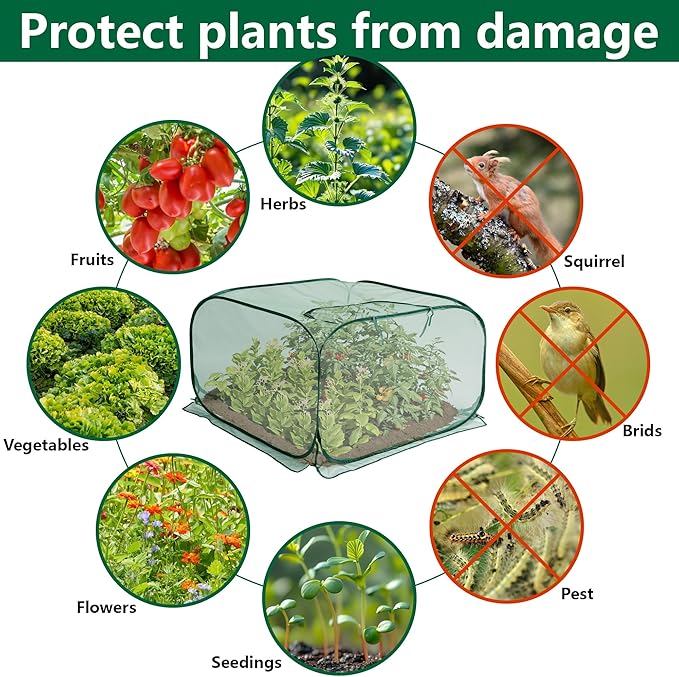 2 Pcs Pop Up Mesh Plant Cover, Garden Net Cage Guard Cover - Image 4