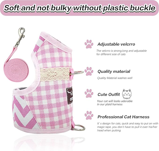 Cat Harness and Leash for Walking Escape Proof, Adjustable Cat Vest Harness - Image 3