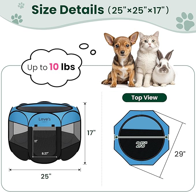 Love's cabin Pet Puppy Dog Playpen, Small Dog Tent Crates Cage Indoor/Outdoor - Image 3