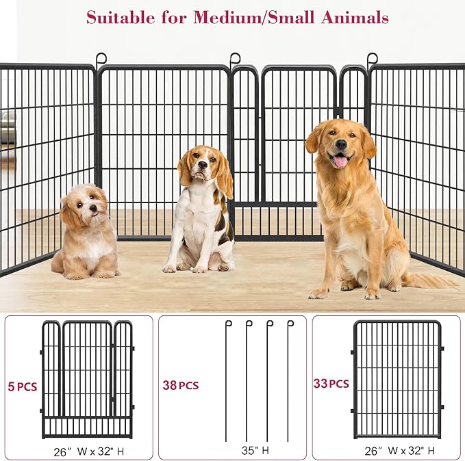 Dog Playpen Pet Fence Outdoor for Yard, 32inch 38 Panels Dog Pens Outside - Image 3