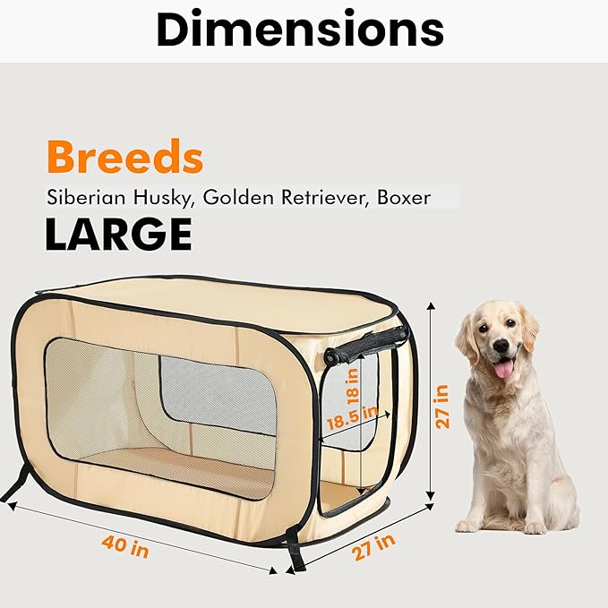 Beatrice Home Fashions Portable, Collapsible, Pop Up Kennel Travel Cat and Dog - Image 2