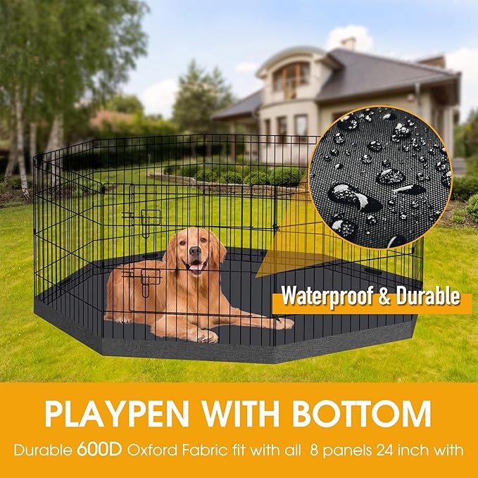 Dog Pen Pet Playpen Dog Fence Bottom Pad Indoor Foldable Metal Wire Exercise - Image 6