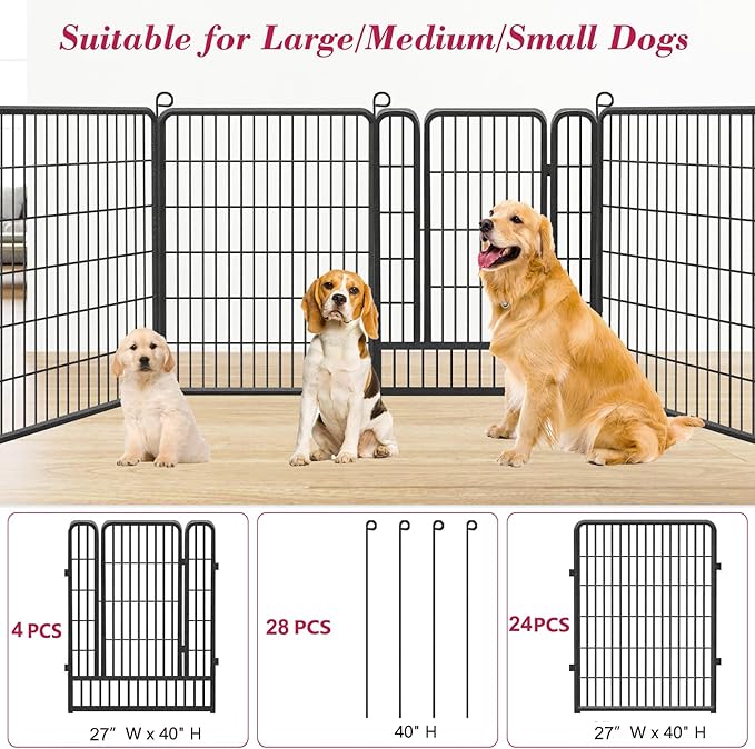 Dog Playpen 40 inch Dog Fence for Outdoor Indoor Use Heavy Duty Metal Dog Pen - Image 5