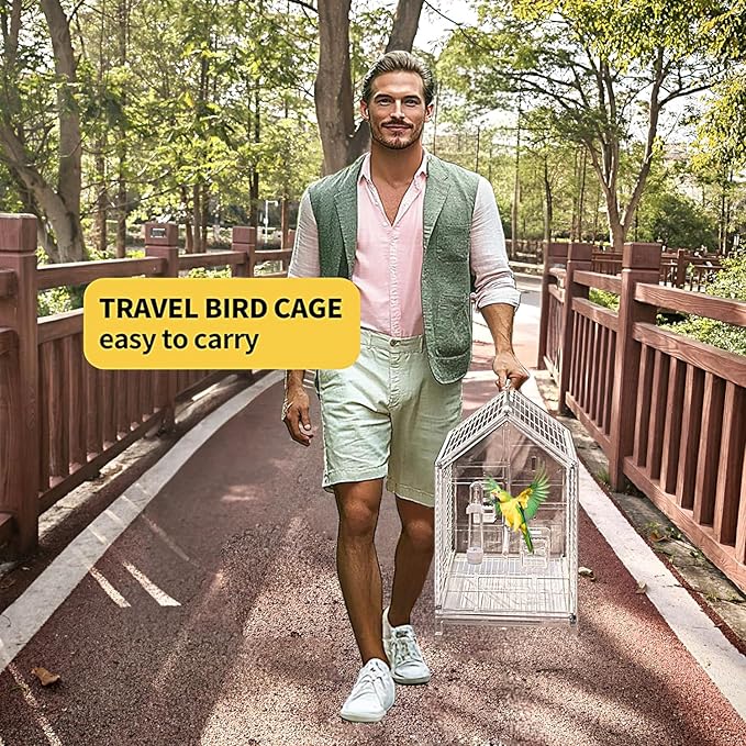 20.5 inch Small Bird Cage, Parrot Cage, Portable Bird Carrier, Travel Carrier - Image 6