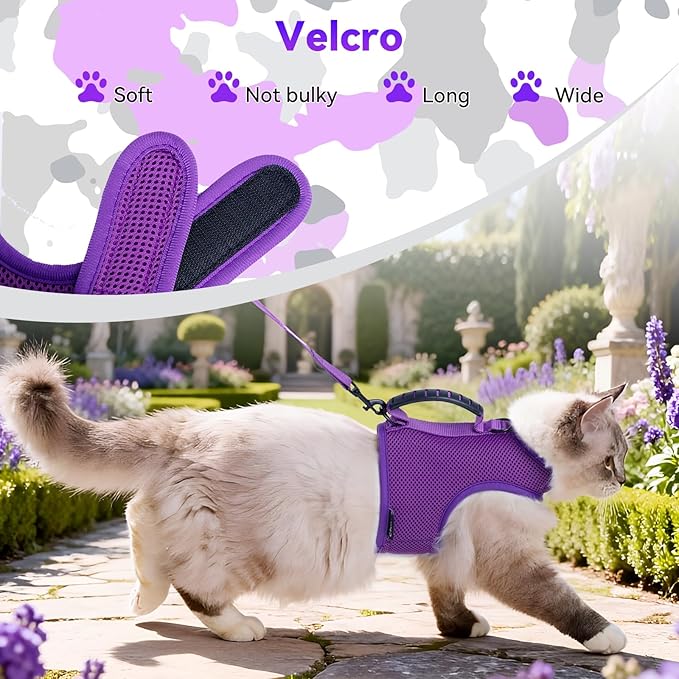 Cat Harness and Leash for Walking Escape Proof Breathable Mesh Fabric, Extra - Image 5
