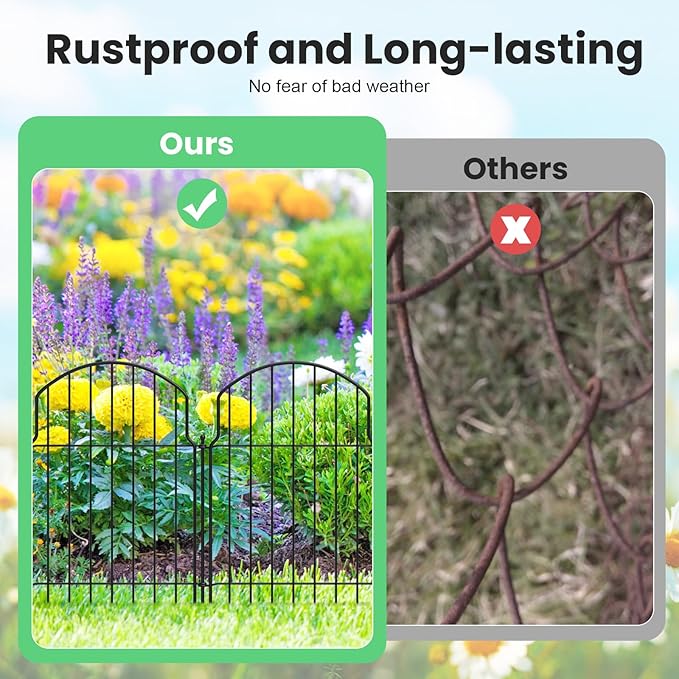 19Pcs Decorative Garden Fence, 20in/20.5ft Rustproof Metal Fences Animal - Image 5