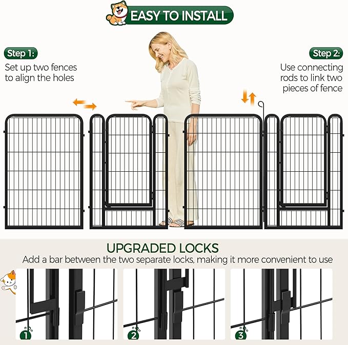 Yaheetech Dog Playpen Outdoor, 40 inch 6 Panels Dog Pen Indoor Heavy Duty Puppy - Image 6