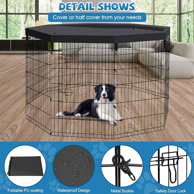 Peekaboo Pet Playpen Dog Fence Foldable Metal Dog Pen Wire Exercise Puppy Play - Image 4