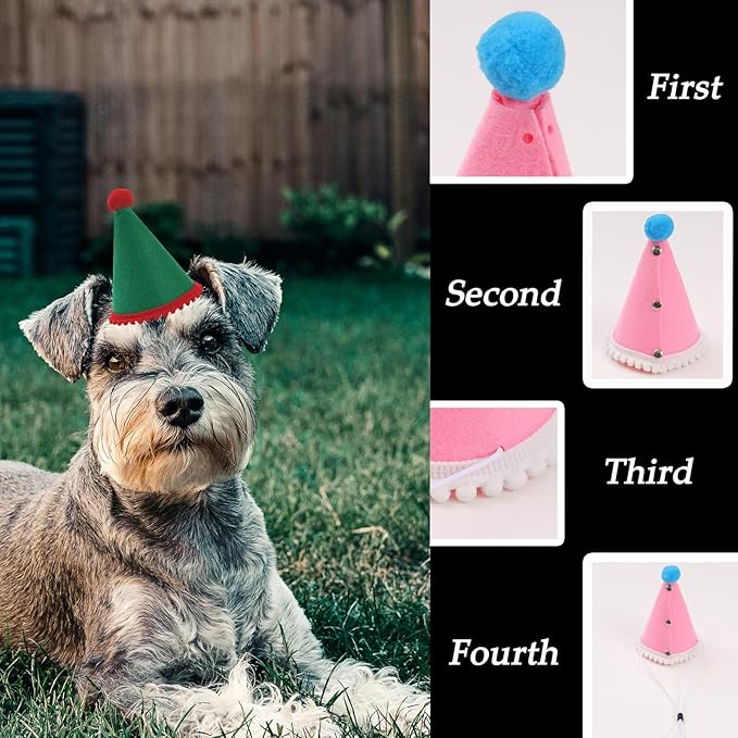10 Pcs Dog Birthday Hat Set for Small Medium Dogs Cat Puppies, Mini Party Hat - Image 4