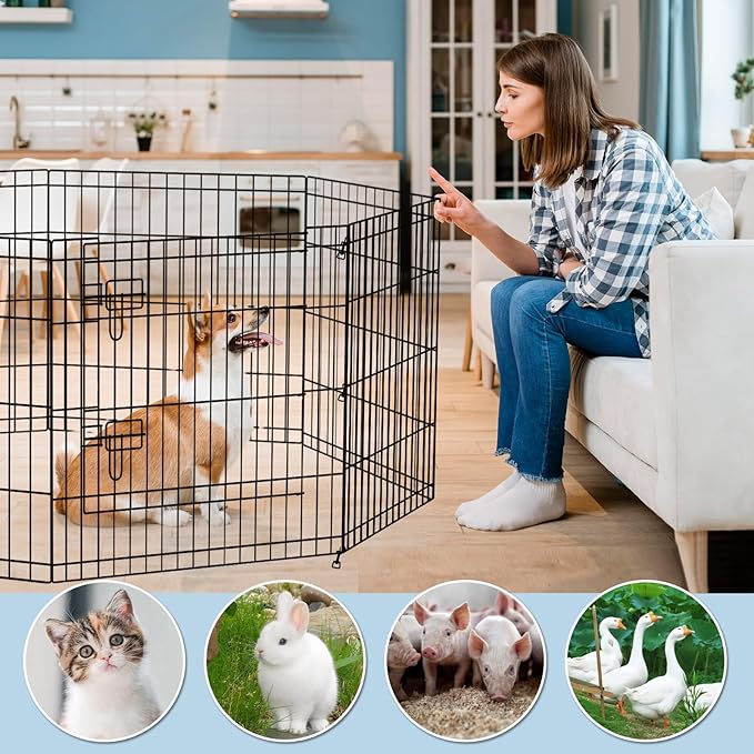 Foldable Metal Wire Dog Pen Pet Playpen Dog Fence Indoor Exercise Pen Enclosure - Image 2