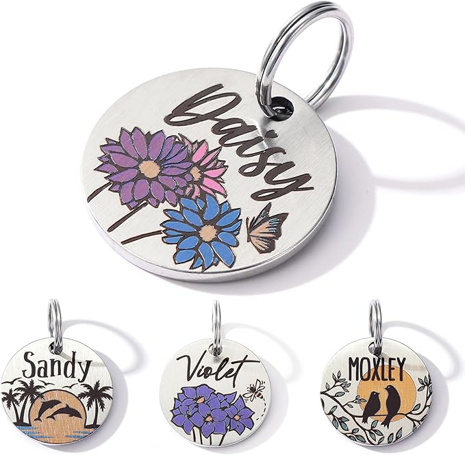 Colorful Dog Tags Personalized, Engraved Dog Tags by MYXGY