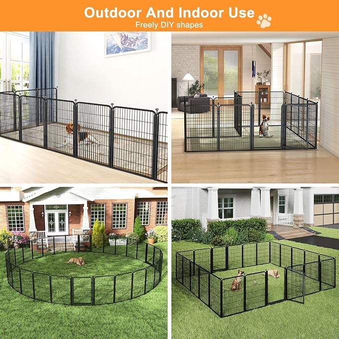 Wide Gate Dog Fence Outdoor Pens Outside, Portable Dog Play Pen 40" H 30 Panels - Image 4
