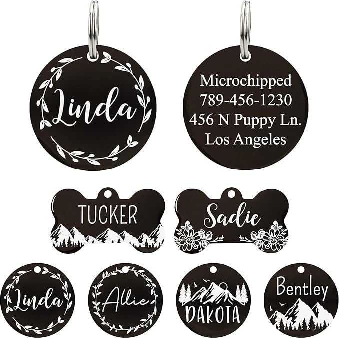 UltraJoys Stainless Steel Pet ID Tag Dog Name Tags Personalized Front and Back by UltraJoys