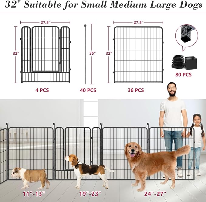 Dog Playpen 32 inch 40 Panels Indoor Outdoor Dog Pen - Image 3