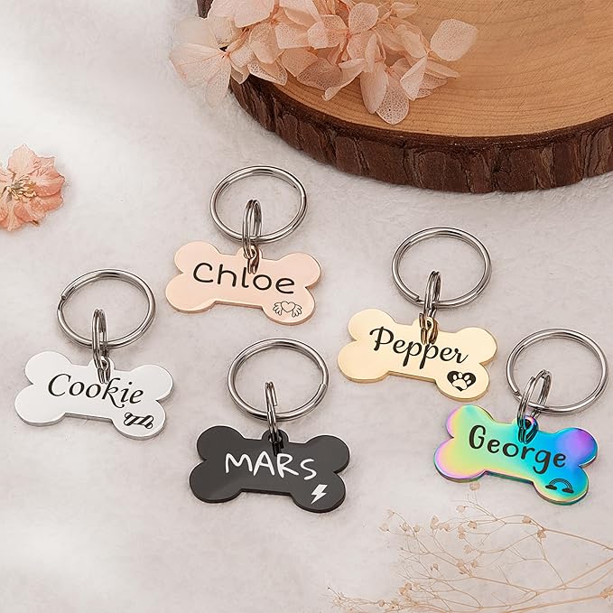 Anavia Small Size Dog Cat ID Tags, Small/XS Personalized Color Plated Stainless - Image 3