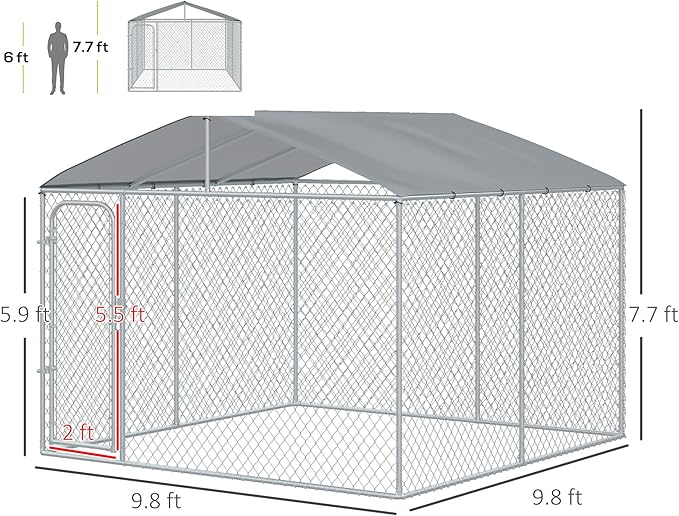 PawHut Outdoor Dog Kennel, Heavy Duty Dog Run Outdoor Fence - Image 7