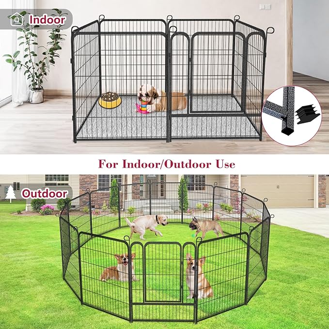 Dog Playpen Dog Fence Outdoor for Yard, 32inch 48 Panels Dog Pens Outside - Image 5
