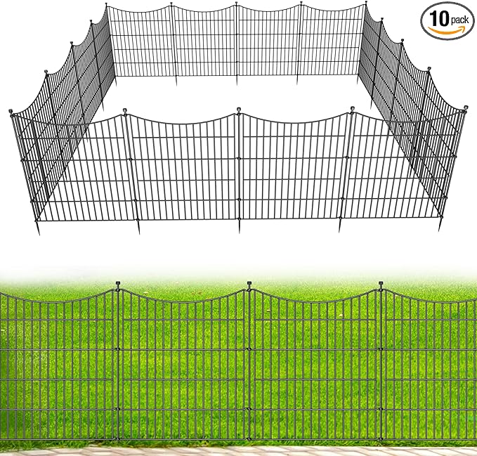 10 Panels No Dig Dog Fence Outdoor by OutdoorFence