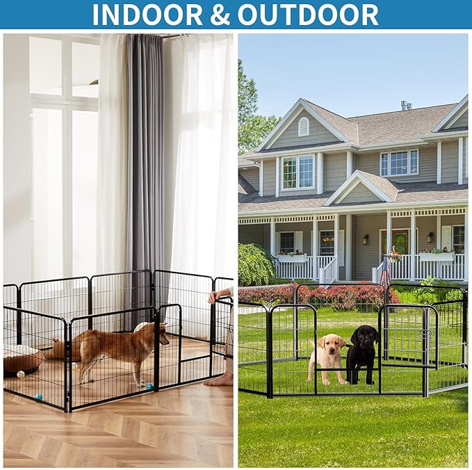 NEWBULIG Dog Playpen 8 Panels 40" Height Foldable Heavy Duty Metal Dog Exercise - Image 6