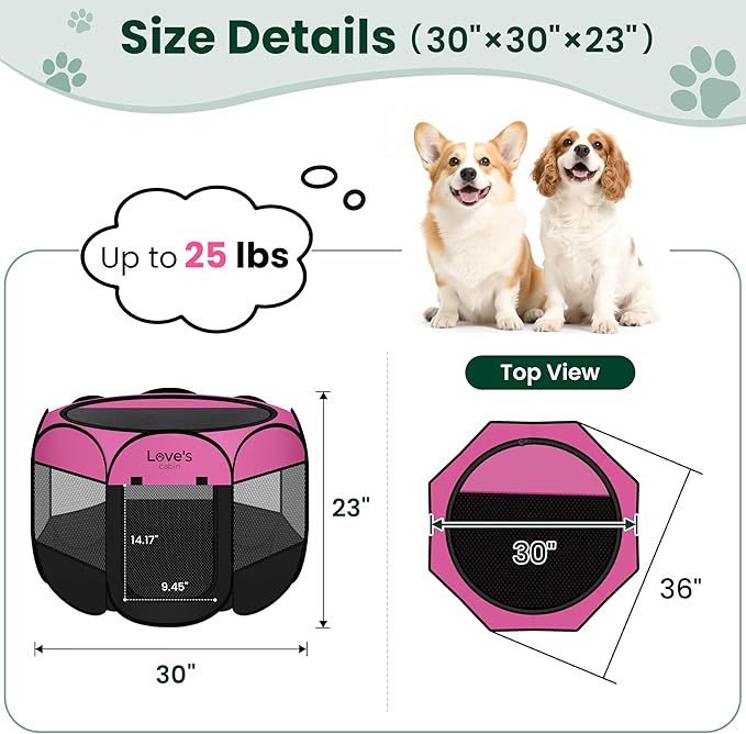 Love's cabin Pet Puppy Dog Playpen, Medium Dog Tent Crates Cage Indoor/Outdoor - Image 3
