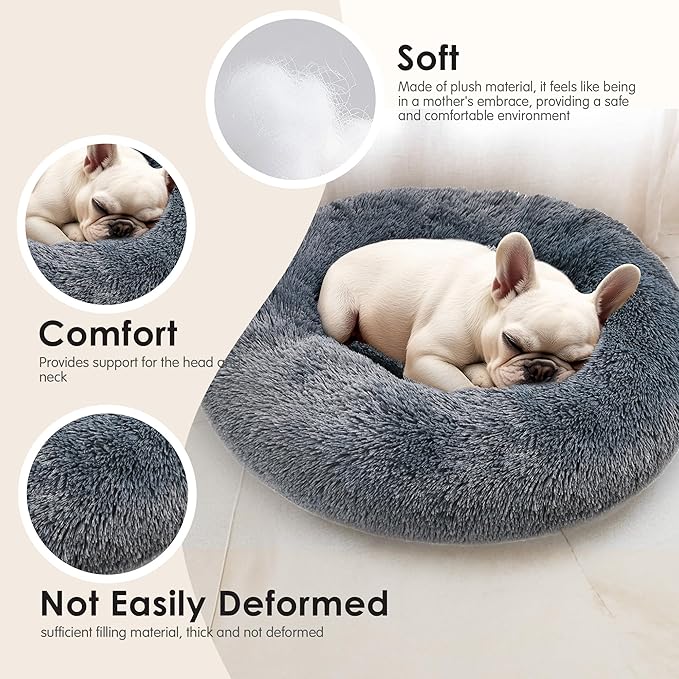 28in Large Dog Bed, Medium Size Dog and Cats, Calming Donut Bed - Image 4
