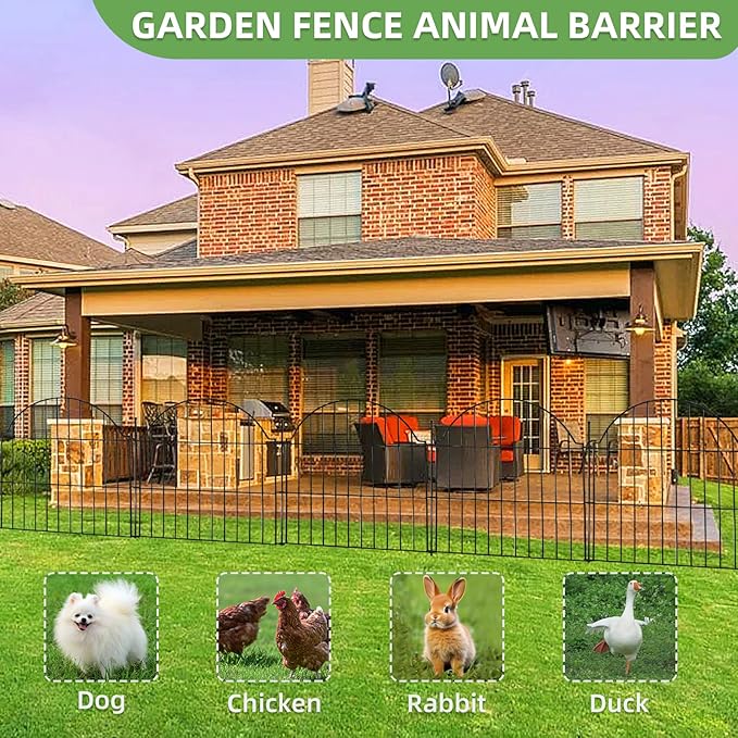 10 Panels No Dig Decorative Outdoor Garden Fence, 24in x20ft Animal Barrier - Image 8