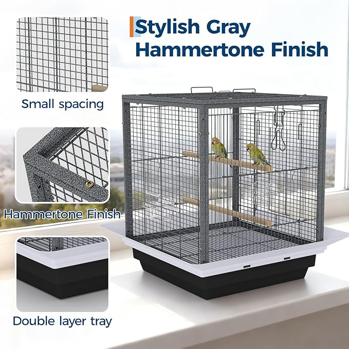 Garvee Small Bird Cage with Playground Stand, 20 Inch High Travel Bird Cage - Image 3