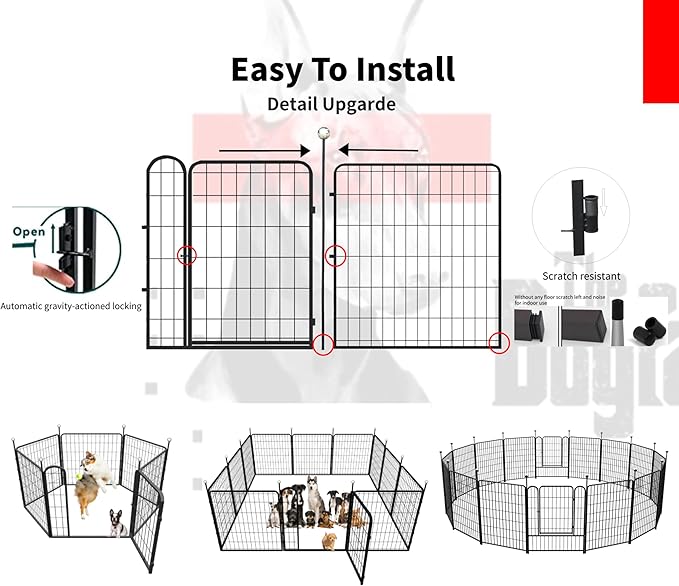 Dog Playpen Indoor/Outdoor, 6 Panels Dog Pen Play Pen - Image 6