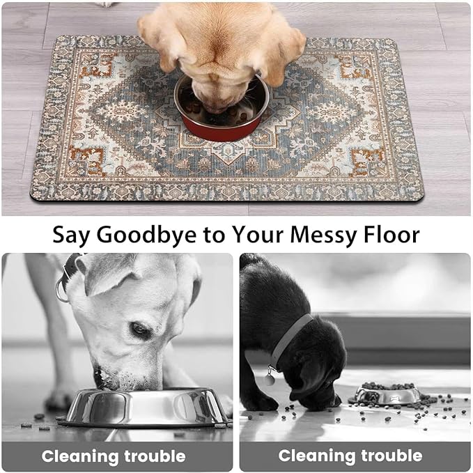 2 Pack Dog Food Mats for Floors, Absorbent and Quick-Drying Pet Cat Food Mat - Image 3