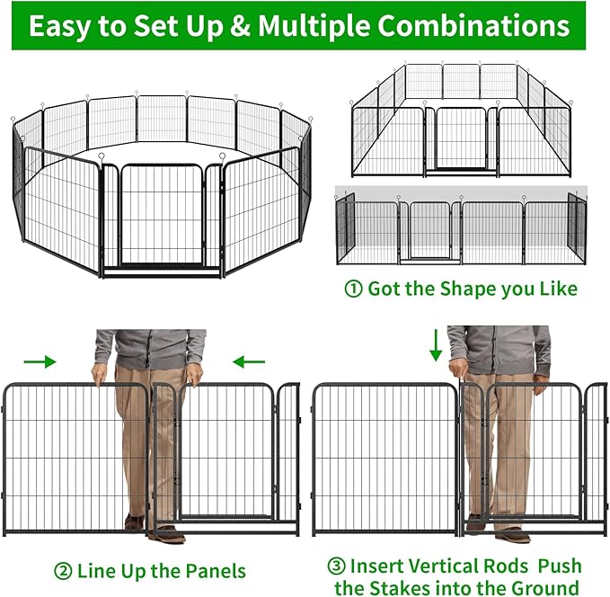 Dog Playpen Outdoor Extra Wide 12 Piece Panels Heavy Duty Dog Fence 32" Height - Image 7