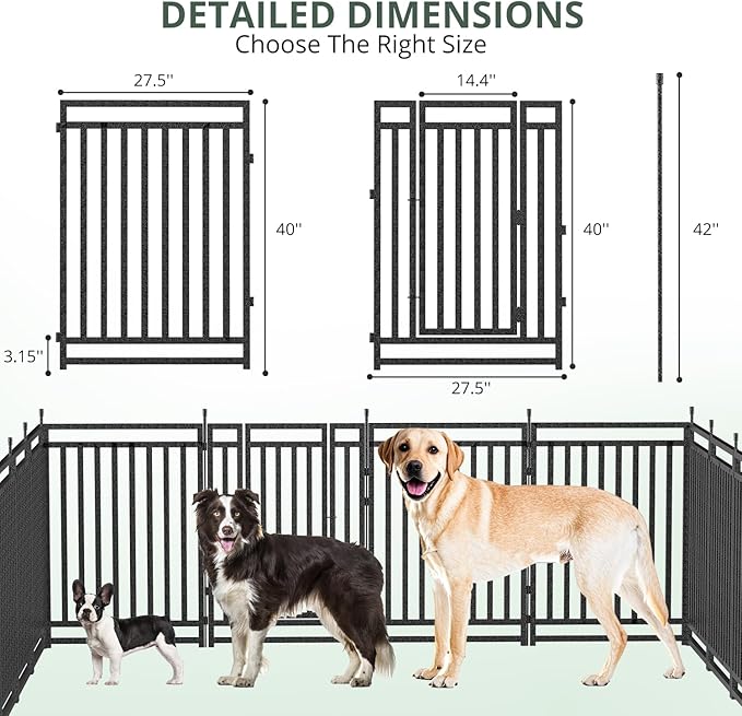 Dog Fence for Yard Outdoor Indoor Dog Playpen 40" Height 8 Panels Metal Dog Pen - Image 4