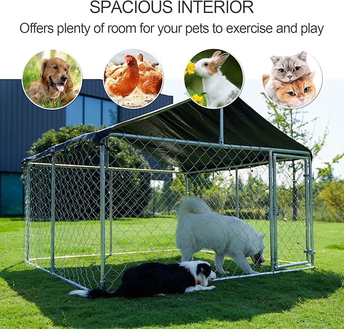 78"x 78" Outdoor Dog Enclosure Heavy Duty Dog Kennel House Mesh Dog Big Cage - Image 2
